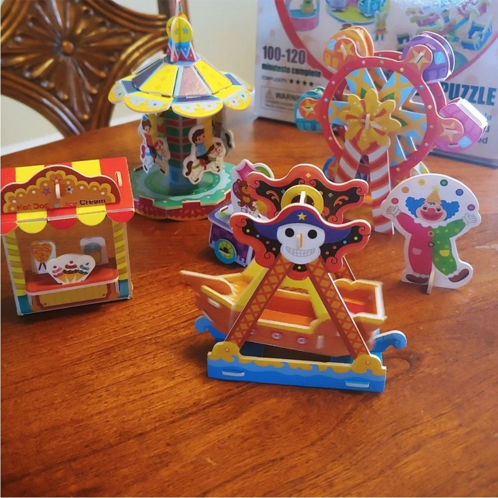 3 pack 3D puzzle craft amusement park fine motor skills building 5 6 7 8 9 +